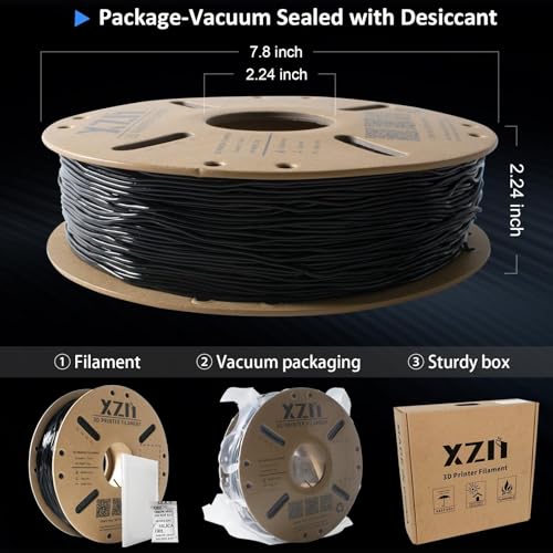 XZN TPU Filament 1.75mm für 3D-Drucker, Flexible TPU 95A, 1KG Spule,TPU Schwarz – Bild 6