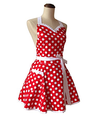 Lovely Sweetheart Red Retro Kitchen Aprons Woman