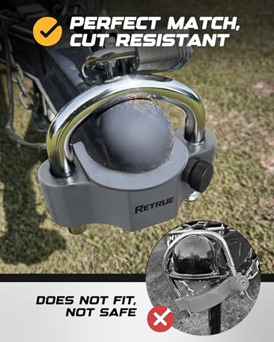 Image of RETRUE Heavy-Duty Universal Widened Coupler Lock Fits 2-5 /16 Inch Trailer Ball Locks Hitch Trailer Hitch Lock Adjustable Security Steel Fits 1-7 /8 Inch, 2 Inch, 2-5 /16 Inch Couplers, Upgraded Gray