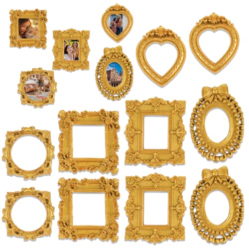 Image of 10 Pcs Vintage Miniature Frames, Baroque Mini Resin Photo Frames
