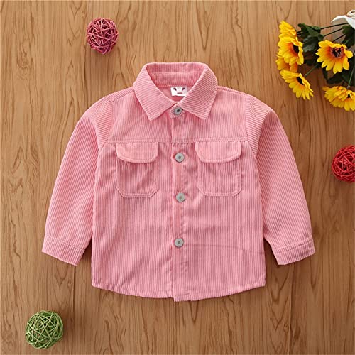 Kids Toddler Boy Fall Outfits Autumn Winter Ribbed Solid Cotton Long Sleeve Coat Classic Cozy (>2-Pink, 3-4 Years)4