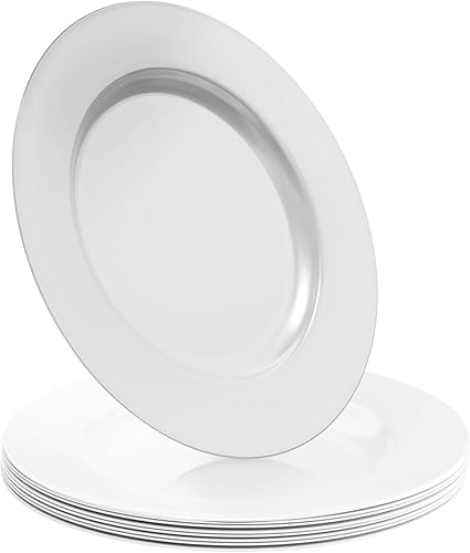 Miniatura 8 de Juego de 6 platos de carga  Platos decorativos redondos y cargadores de mesa reutilizables  Cargadores elegantes para platos llanos  Cargador y