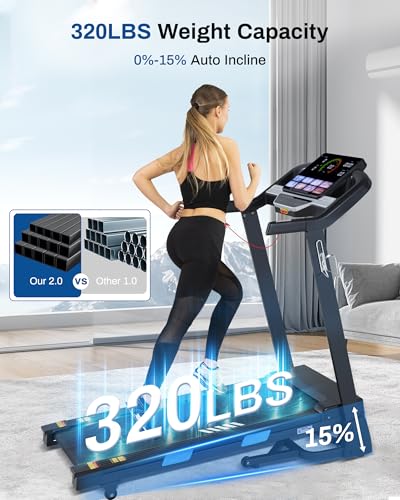 Image of BORGUSI Auto Incline Treadmill, 3.5HP Folding Running Machine for Home | 320 lb capacity, 10 MPH speed, Bluetooth app, Upgraded LCD panel, 36 preset programs