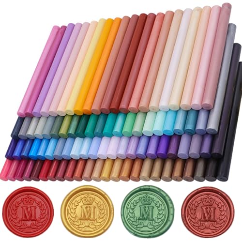 100 Pcs Sealing Wax Sticks for Wax Seal Stamp Assorted Color Sealing Wax Glue Gun Wax Seal Sticks Mini Wax Gun Stick Mixed Colors Wax Seal Kit Great for Wedding Invitations (100B)