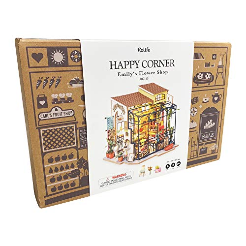 Hands Craft Diy Miniature Dollhouse Kit - Emily's Flower Shop 3D Model Wooden Furniture House Building With Led Lights Wood Pre Cut Pieces Puzzle 1:24 Scale For Teens And Adults Dg145 #TOP4