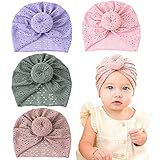 MoreChioce Baby Mütze für Mädchen, 4 Stück Baby Turban Hüte Mütze Neugeborenenmütze Brötchen Knoten Baby Infant Beanie Stirnband Babymützen Erstlingsmützen Caps