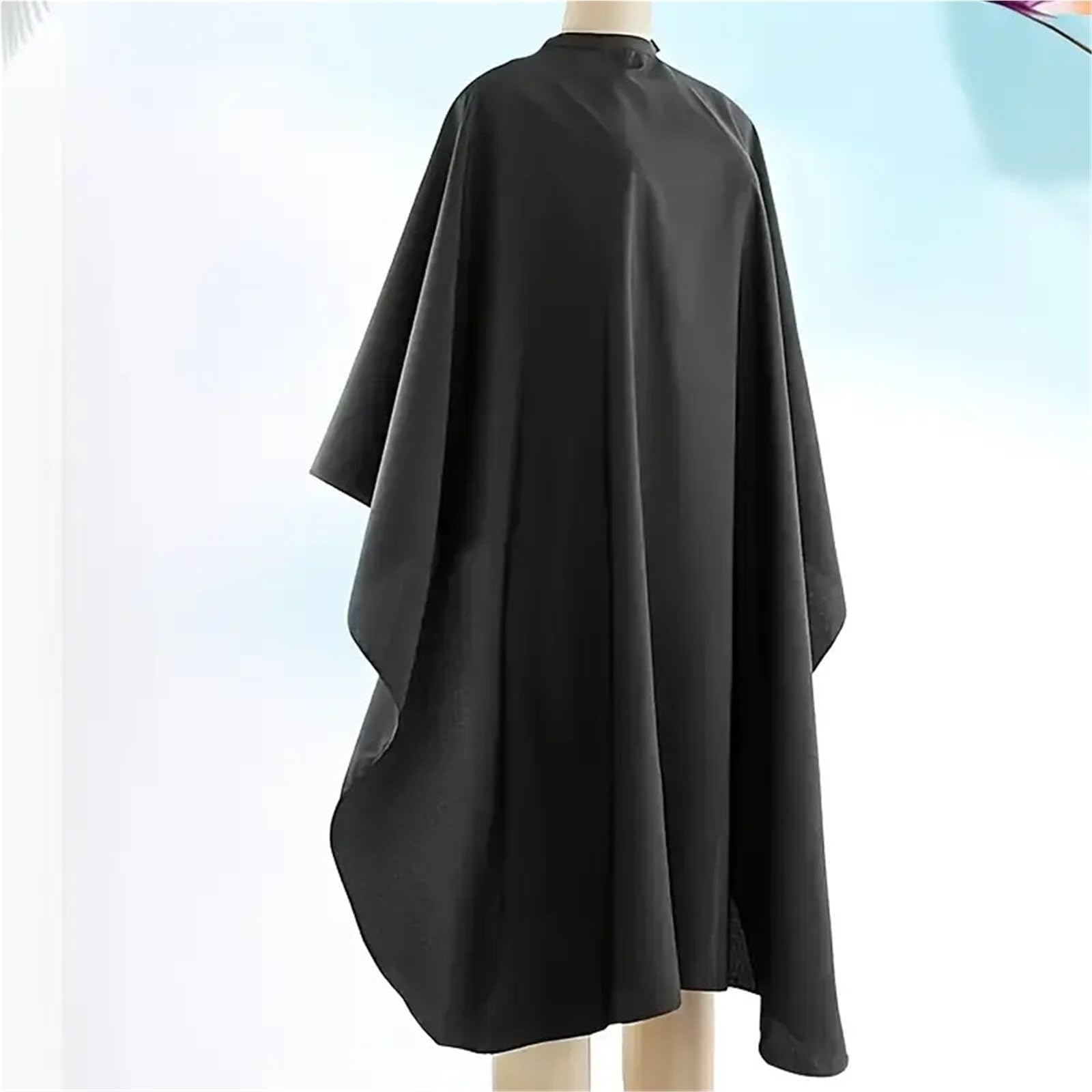 Mantelle per Parrucchiere Grembiule professionale da parrucchiere - Mantella comoda salone, tessuto facile pulire, scollo tondo nero