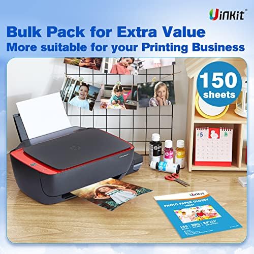Glossy Thin Inkjet Paper 8.5x11 Inches 115gsm 30lb for DIY Chip Bag and Print Brochure Flyer for Inkjet Printer Use DYE INK (150)