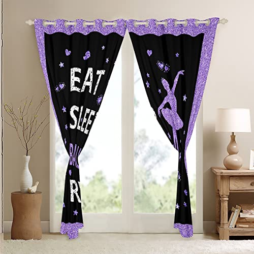 Cortinas de janela de balé para meninas 102 cm L x 153 cm C Cortinas de balé para bailarina mulheres