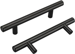 homdiy 96mm Black Cabinet Pulls Modern Drawer Pulls 10 Pack - HD201BK Stainless Steel Cabinet Handles for Kitchen Cabinets Bathroom Pulls