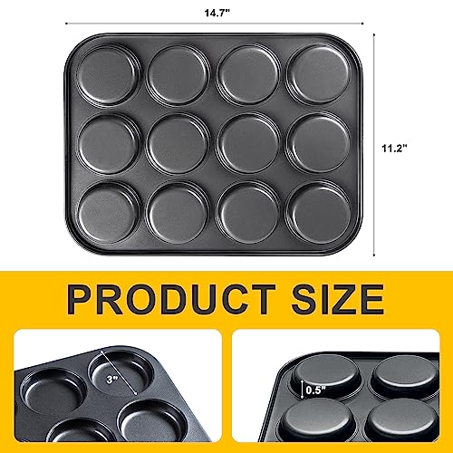 Zestaw nieprzywierających patelni do muffinek – 7 cm patelnie do pieczenia idealnych ciast księżycowych, ciasteczek, budyniu Yorkshire, mini hamburgerów i nie tylko, idealne do łatwego pieczenia i