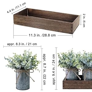 Winlyn Set of 3 Small Artificial Eucalyptus Plants Arrangement Centerpiece Faux Eucalyptus Greenery in Rustic Galvanized Metal Pots with Rectangle Wood Box for Farmhouse Home Table Shelf Décor Winlyn Set of 3 Small Artificial Eucalyptus Plants Arrangement Centerpiece Faux Eucalyptus Greenery in Rustic Galvanized Metal Pots with Rectangle Wood Box for Farmhouse Home Table Shelf Decor