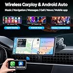 10.26" Wireless Apple Carplay Screen for Car, Secure Strong Bracket, Portable Apple CarPlay& Android Auto Car Stereo with GPS Navigation, Bluetooth, Mirror Link, Voice Control,Fits All Vehicles