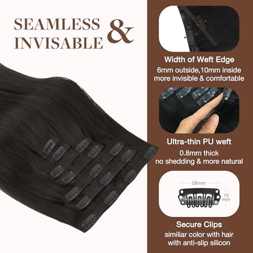 Image of GOO GOO Seamless Clip in Hair Extensions Real Human Hair Remy Extensions