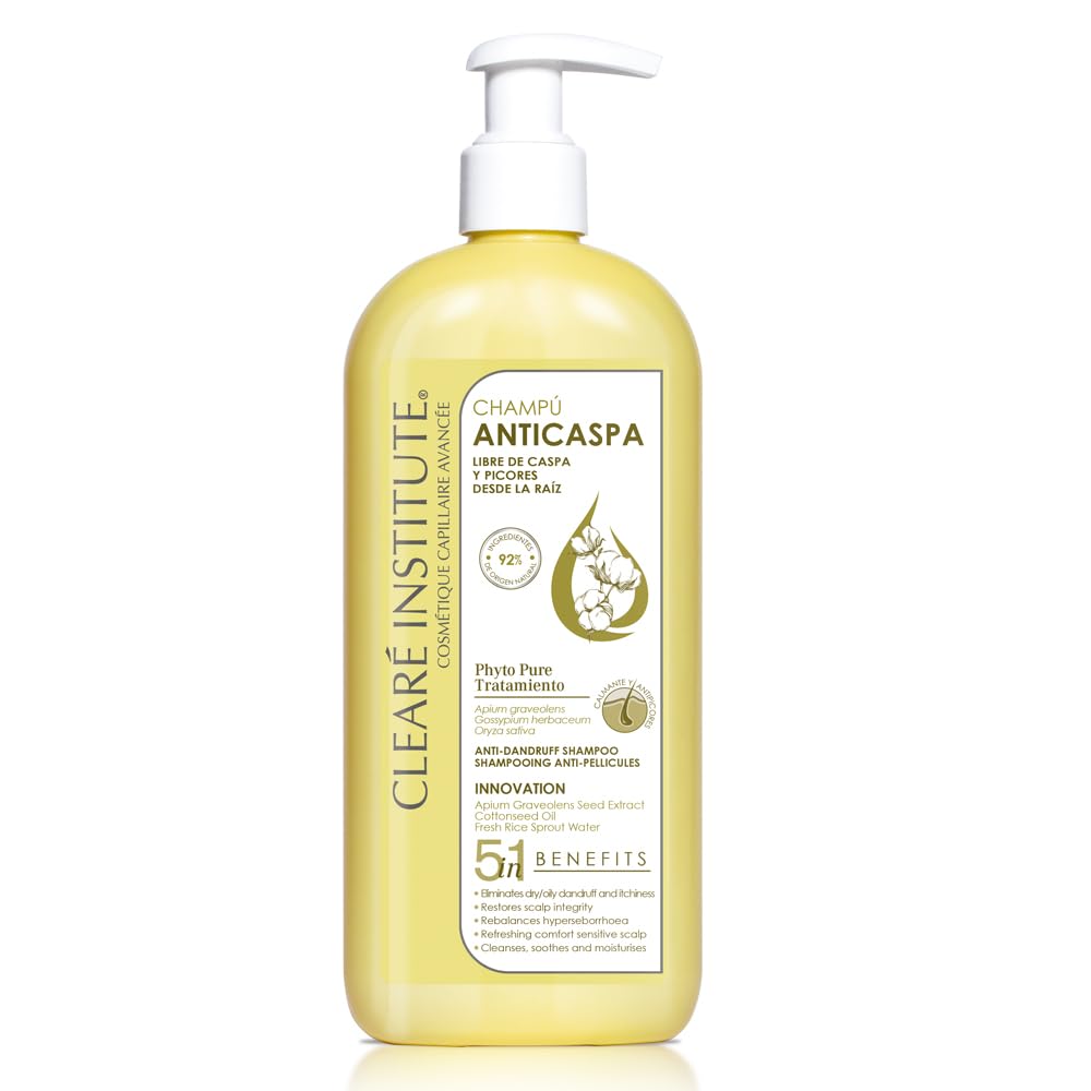 Clearé Institute | Anti Schuppen Shampoo | Reinigt, Beruhigt und Spendet Feuchtigkeit | Sulfat, Paraben und SLS Silikonfrei | 95% Natürliche Inhaltsstoffe | Beseitigt Schuppen und Juckreiz | 400ml