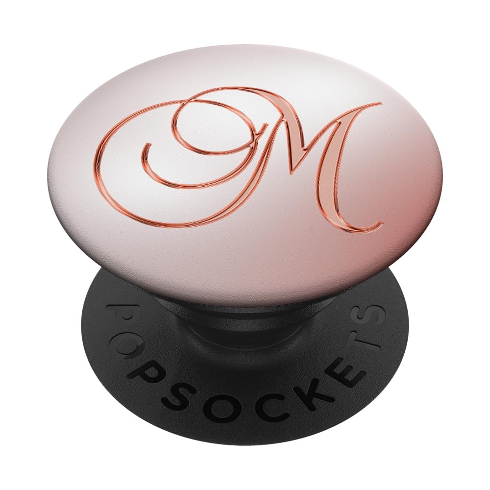 M Pink Pearl White Grey Initial Monogram Capital Letter Name PopSockets Adhesive PopGrip