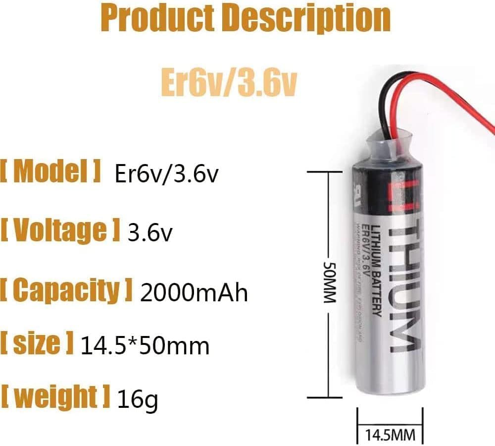 [20 Pack] ER6VCT ER6V/3.6V PLC Battery for Robot OTC, 2000mAh with Small Brown Plug