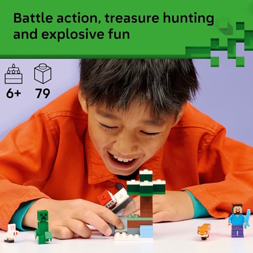 LEGO Minecraft Steve’s Taiga Adventure Building Toy for Boys & Girls - Video Game Playset & Toy Figures for Kids, Ages 6 + - W/2 Minifigures & 2 Pretend Play Animals - Gift Idea for Birthdays - 21583 - Image 3