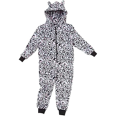 Animal Crazy Boys Girls Leopard Print Onesie Fleece Jumpsuit Playsuit UK Seller - Leopard Print - 10/11 Years Cover