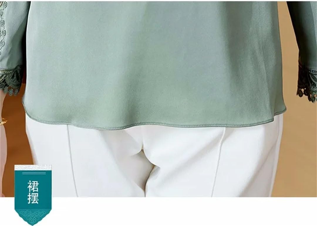 Blusas de seda para mujer, de manga larga, bordadas, elegantes, para oficina, diseño retro