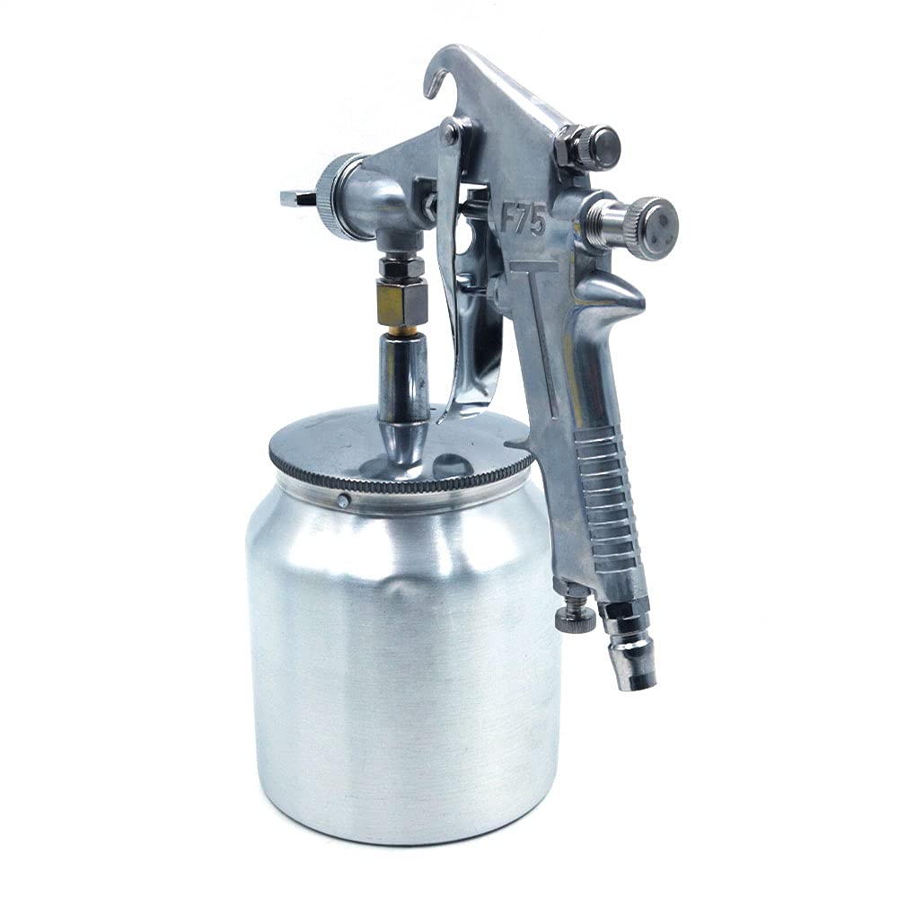 F-75G HVLP Pistolet pulvérisateur de peinture par gravité, avec tasse en aluminium d'une capacité de 400 cc, buse de 1,5 mm 600 ml