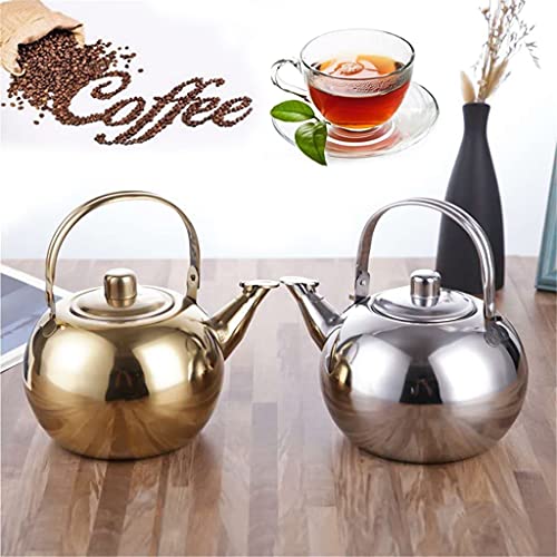 Yxbdn Stainless Steel Kettle Warm Wine Kettle Tea Set With Strainer Teapot Coffee Maker Design Heat Insulation Anti-Scalding Kettle (Color : Silver, Size : 20Cm) #TOP2