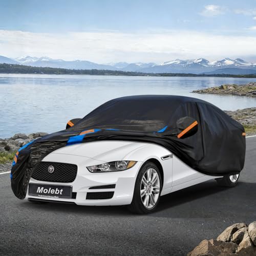 Image of Custom Fit Car Cover for Jaguar XE (2015-2026), Upgraded Waterproof All Weather Outdoor Auto Cover with Driver Door Zipper & Mirror Pockets, UV /Snow /Dust Protection