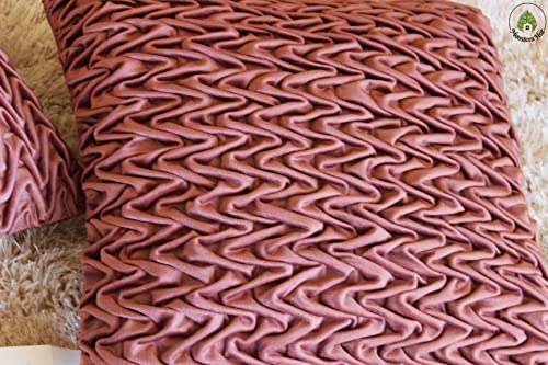 Image of Monstera Hut Corded Wavy Suede Rusty Pink Cushion Cover Pack of 2, (Cushion Cover 16x16inch) (40.6 x 40.6 cm)