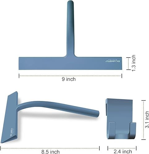 Miniatura 8 de RICHMIRTH Escobilla de goma de silicona y gancho para ventana de ducha de 11 pulgadas de ancho, escobilla de baño de silicona para puertas de ducha,
