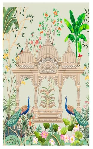 Image of varalakshmi Pooja Background | backdrops for Pooja decorationss | Lakshmi puja Backdrop | Background Cloths decorationss | Peacock Backdrop Cloth (Peacock 8 5 feet) Peacock Backdrop