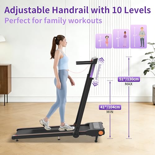 Image of Foldable Walking Pad Treadmill for Home with Handle bar and Removable Desk, 4.0HP Under Desk Treadmill with Incline, 330 lb Compact Treadmill for Small Spaces with Wristband Remote Control