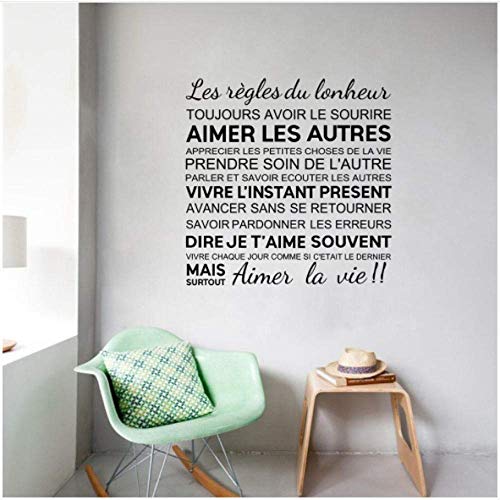 Français Citations Stickers Muraux Les Règles Du Bonheur Vinyle Stickers Muraux Décoration De La Maison 57X57Cm