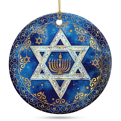 FLAGWIX Christmas Hanukkah Gifts for Men Women - Ceramic Christmas Ornaments 2025 for Tree - Hanukkah Decorations for Home, Spiritual Birthday Gifts for Mom Sister Friends, Jewish Gift Ideas