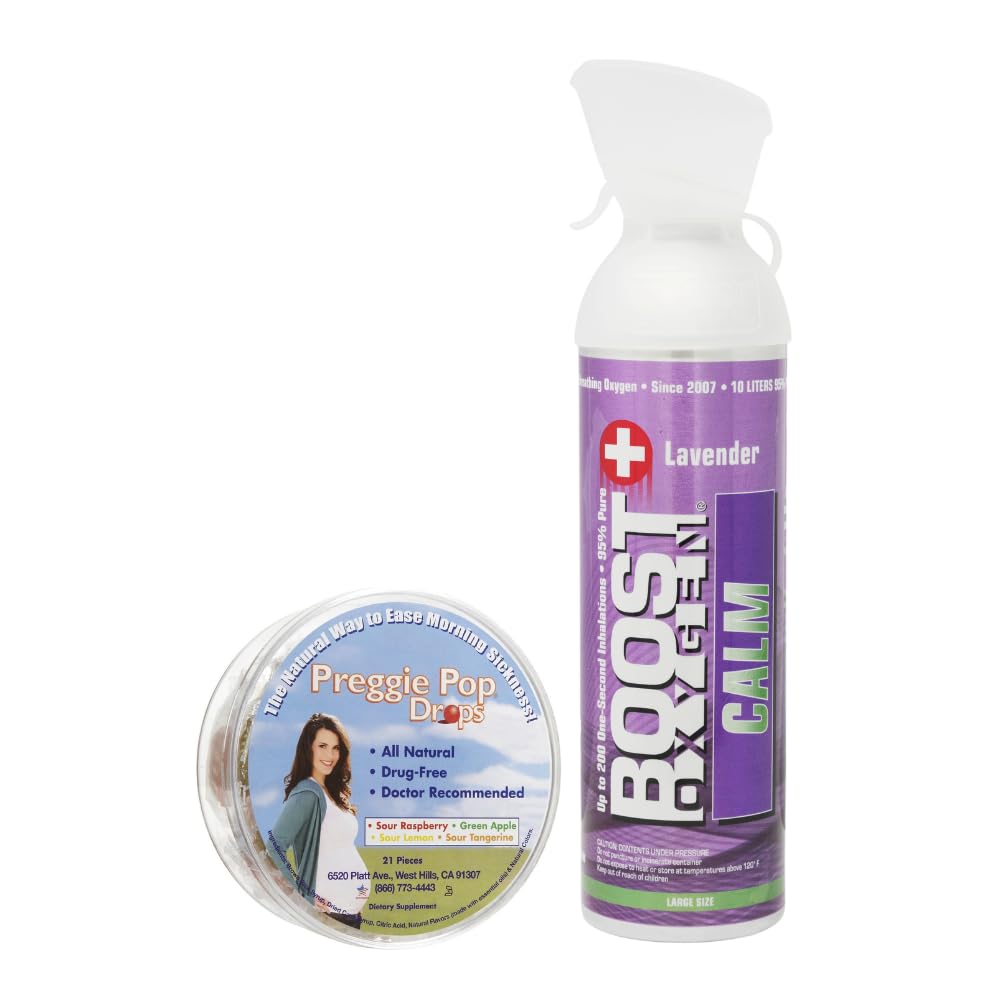 Boost OxygenLarge Calm and Preggie Pop Drops Bundle for Morning Sickness Relief During Pregnancy, All Natural