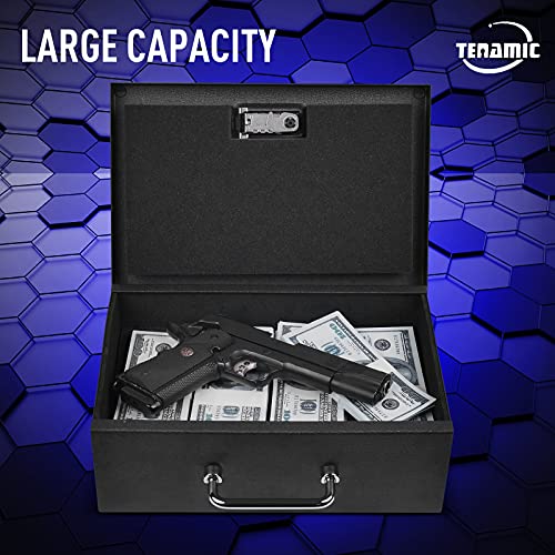 Tenamic Portable Safe Box With Combination Lock Handgun Safe Security Case Gun Safe Box For Two Pistols, 0.25-Cubic Feet, Black #TOP2