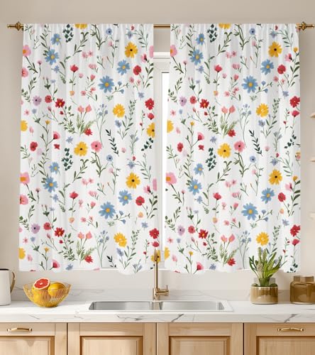Stanoha Kitchen Curtains for Cafe Window Over Sink Tier, 26×45", Floral