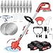 Cordless Strimmer With 2 Battery And Charger - 21V Telescopic Lightweight Grass Trimmer Battery Grass Trimmer With 10 x Metal Blades & 2x Circular Saw Blade, 24cm Cutting Width Garden Lawn Trimmer
