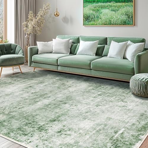 DEITAS Modern Abstrakte Teppich Wohnzimmer 200x300cm, Ultraweicher Waschbarer Kunstwolle Teppich, Robuste mit Gummirücken, Großer für Schlafzimmer und Esszimmer(Grün)