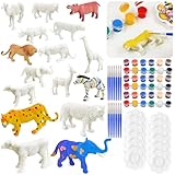 Vileafy Safari Animal Painting Craft Kits for Kids Ages 4-8 – 12 Paintable Animal Figures with Brushes & Palettes – Fun DIY Arts & Crafts Gift for Boys & Girls