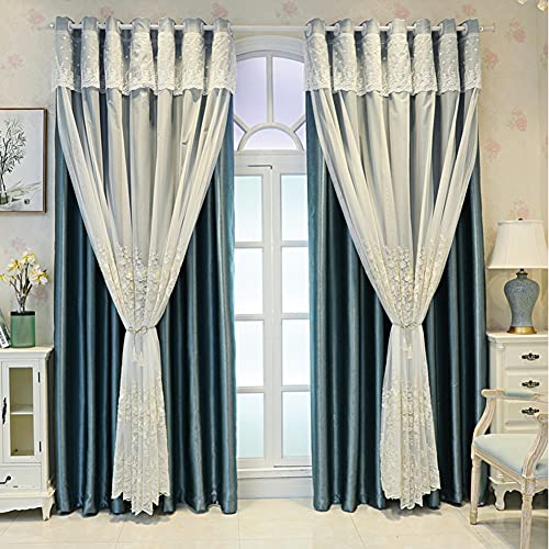 Double couche fenêtre rideau occultant tulle broderie panneau isolant pour salon