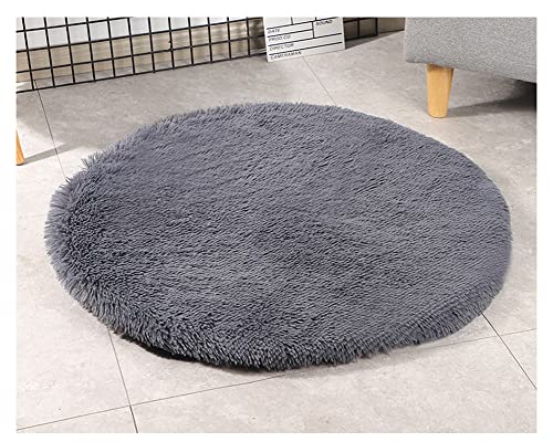 DAIHAN Alfombrillas para Perros Suaves y Cálidas Mantas de Forro Polar Redonda Cojín de Estera de Cama para Dormir para Cajón,Colchón Sofá Almohada para Perros Pequeños y Gatos OscuroGris 40cm