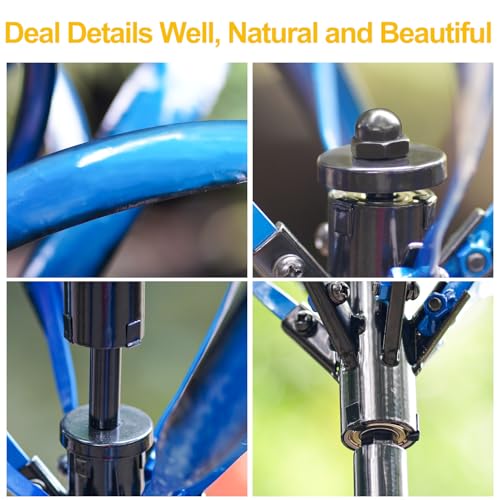 LimeHill Wind Spinner for Yard and Garden - Large Metal Kinetic Wind Sculptures for Outdoor Decorations (Blue Magnolia)