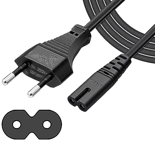 Câble d'alimentation 3m Noir EU,Cable Alimentation c7 2 Pin Figure 8 fiche Bipolaire Cord pour PC Monitor,DVD,Imprimante,Samsung Philips LG Sony...