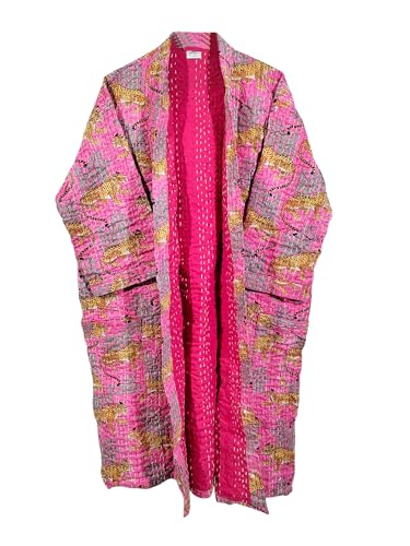 Ethnic Women Jacket Kantha Evening Wear Lightweight Jacket Front Open Midi Cotton Hippie Christmas Wear