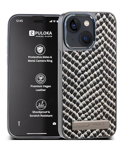 Image of PULOKA for iPhone 14 Case, Back Cover with Kickstand & Metal Camera Ring & 360 Military-Grade Protection, | Ultra Hybrid Slim Case (Black, iPhone 14)