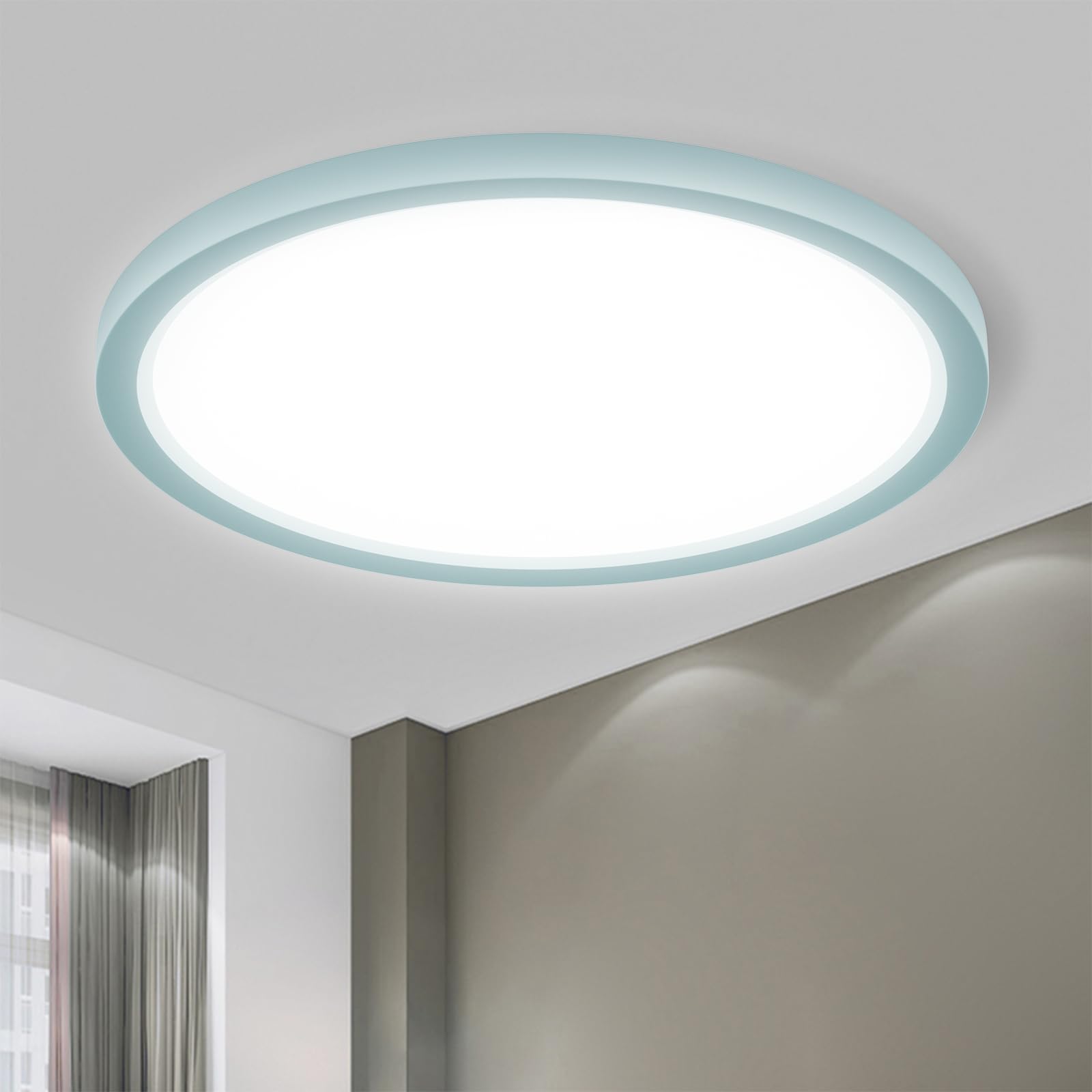 LQWELL® LED Plafoniera, 1.6CM Ultra-Sottile Rotonda Piatta IP44 Lampada da Bagno Impermeabile 18W 6500K 1700LM Moderna per Soggiorno Camera da Letto Cucina Balcone Seminterrato Ufficio, 220 * 16mm
