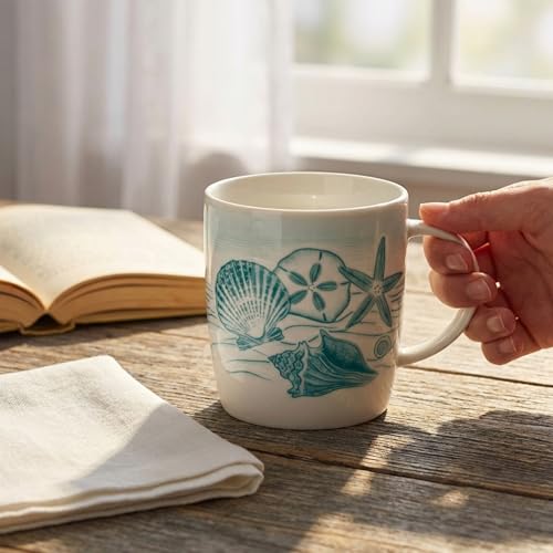 Taza Cape Shore New Bone China 14 oz con conchas miniatura 5