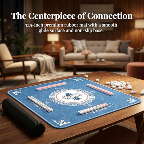 Tapete para Mahjong 80x80 cm antideslizante azul miniatura 5