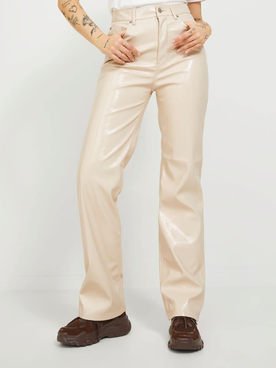 JJXX Damen Hose Jxkenya Hw Straight Faux Leat Pants Noos