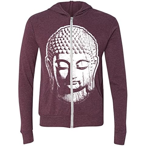 Yoga Clothing For You Mens BIG BUDDHA HEAD Full-Zip Hoodie, XL Maroon Triblend Cover
